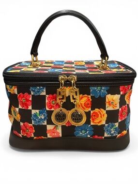 Vintage Gianni Versace Floral Checker Vanity Bag 🌸